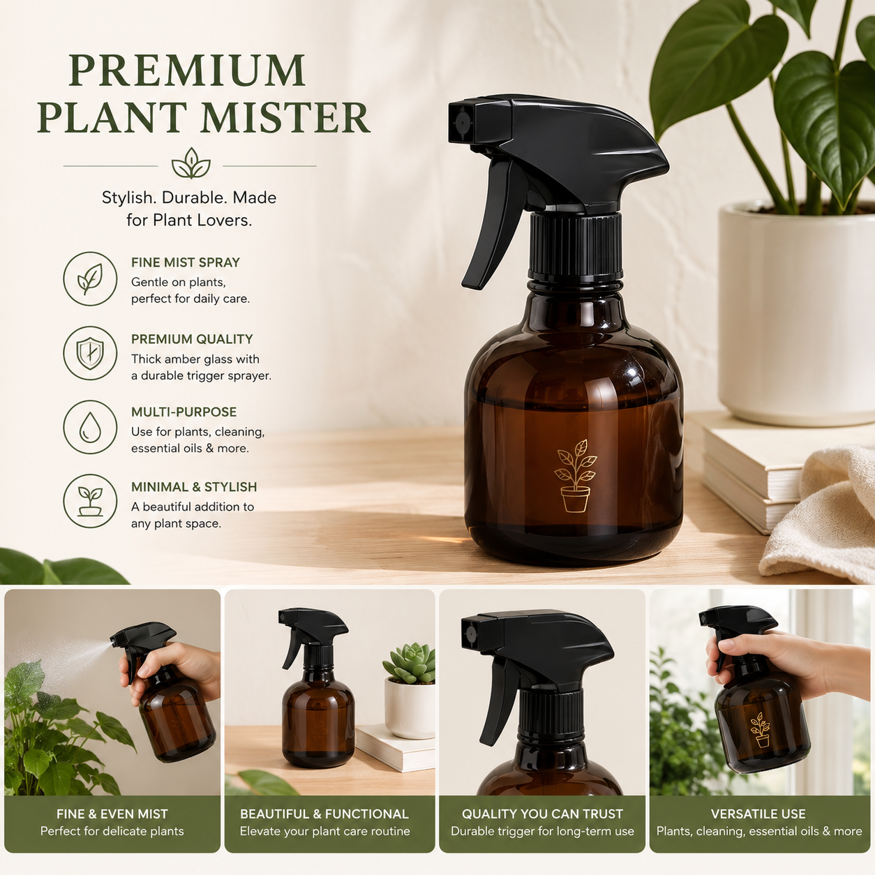 Plant Mister Spray Bottle - 8oz, Black