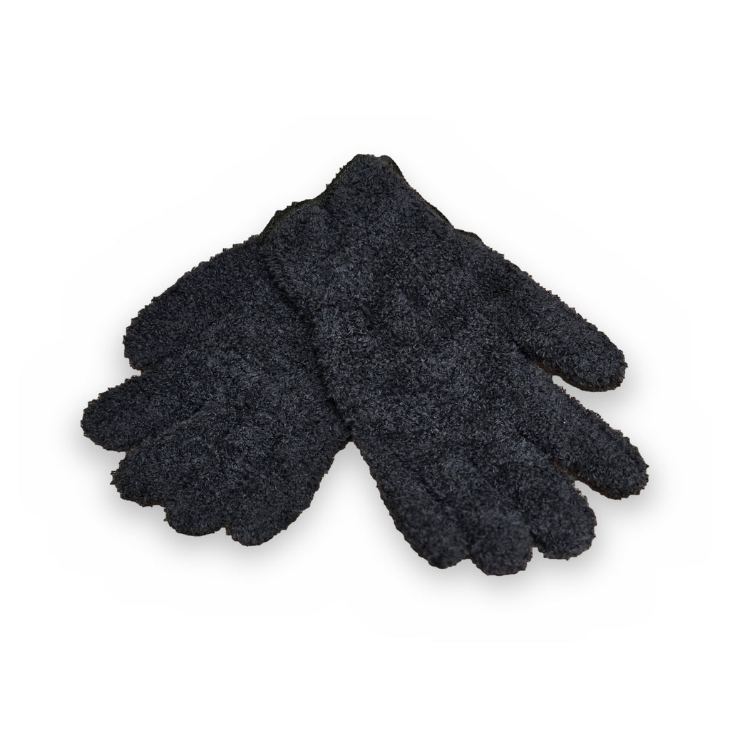 Black microfiber leaf cleaning gloves for houseplants on white background